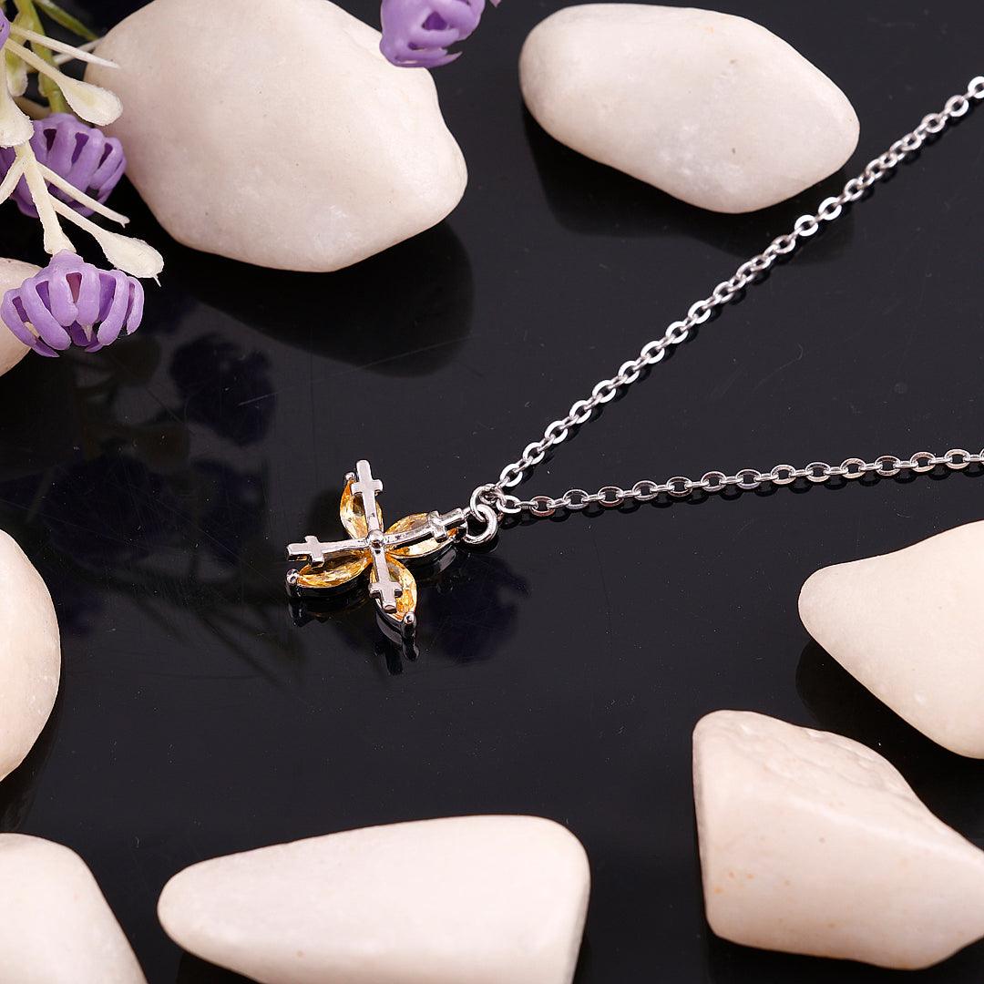 Silver Necklace with Cross-Shaped Pendant