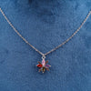 Silver Necklace with Multicolored Gemstone and Cross Pendant