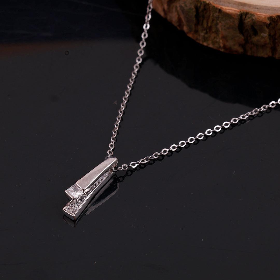 Silver Necklace with Geometric Pendant