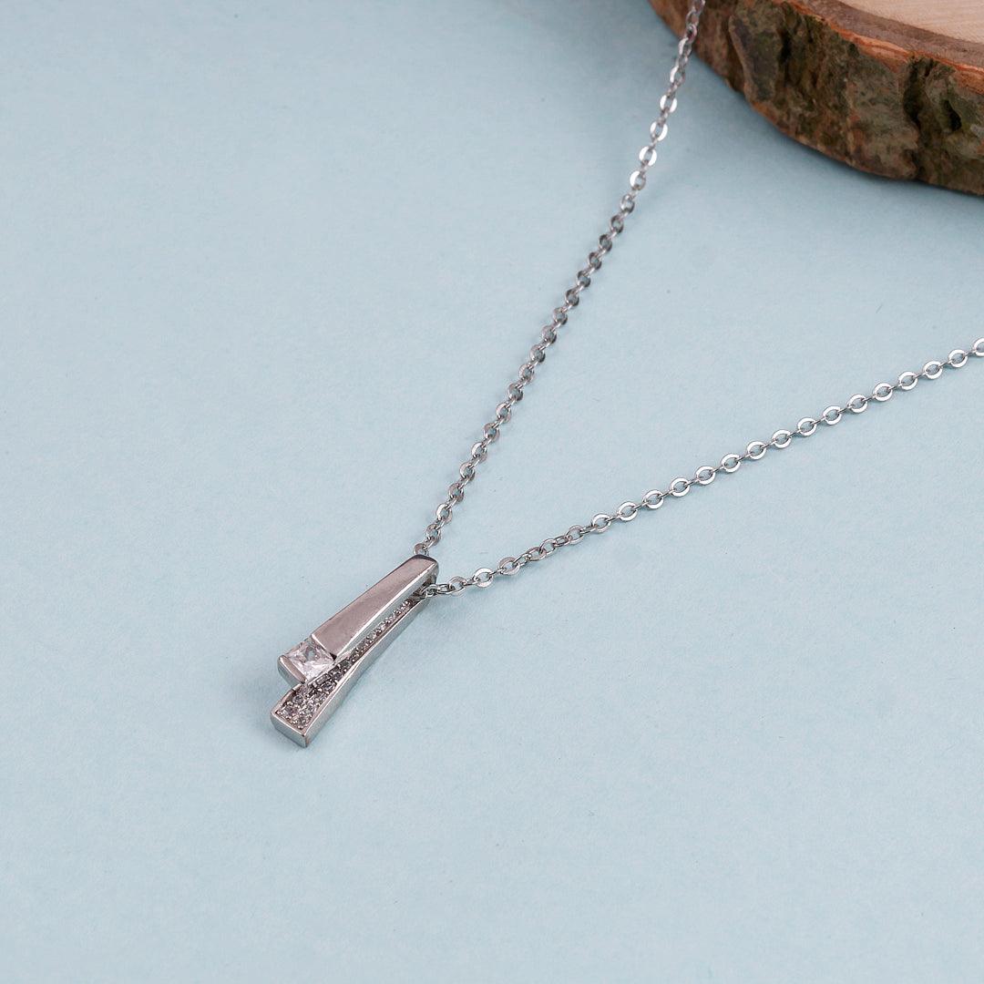 Silver Necklace with Geometric Pendant