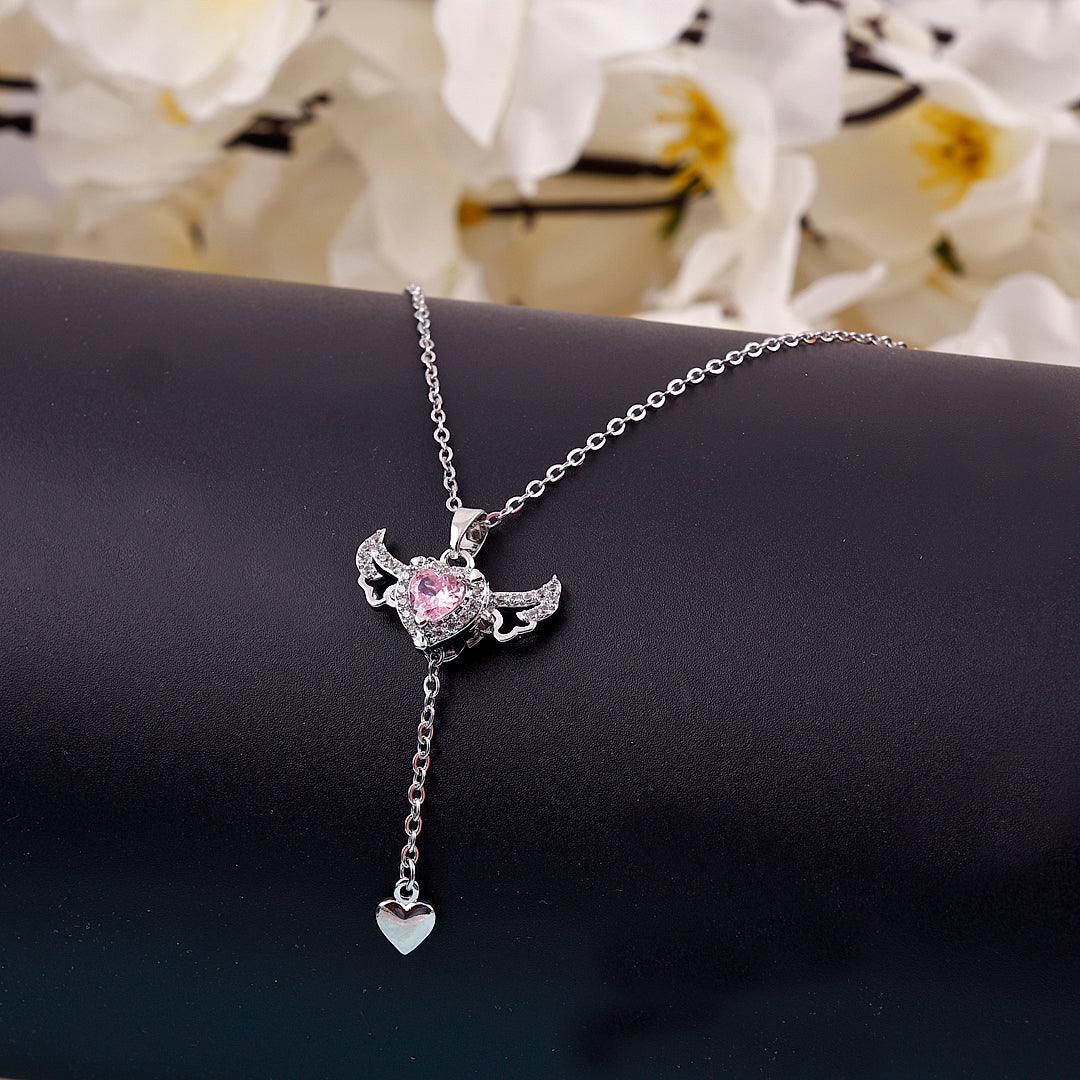 Heart-Shaped Pink Gemstone Pendant Necklace