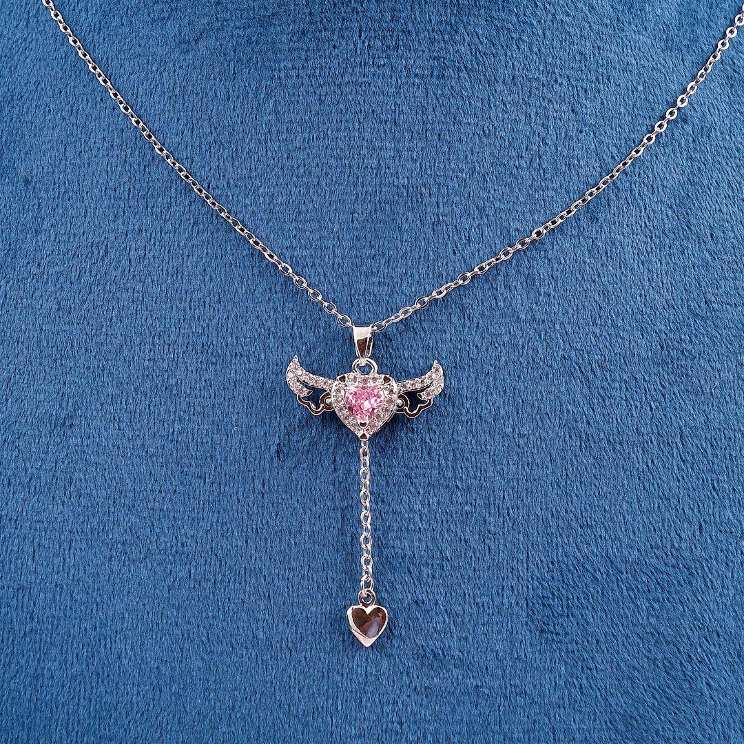 Heart-Shaped Pink Gemstone Pendant Necklace