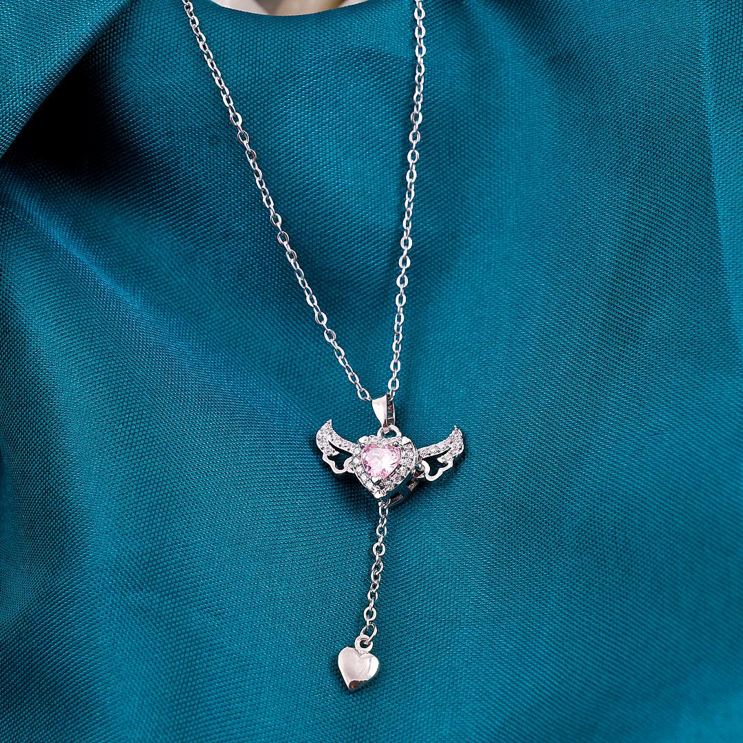 Heart-Shaped Pink Gemstone Pendant Necklace