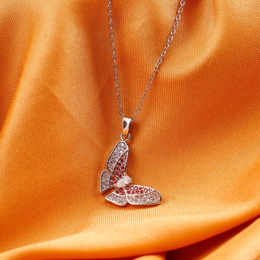 Silver Necklace with Butterfly Pendant