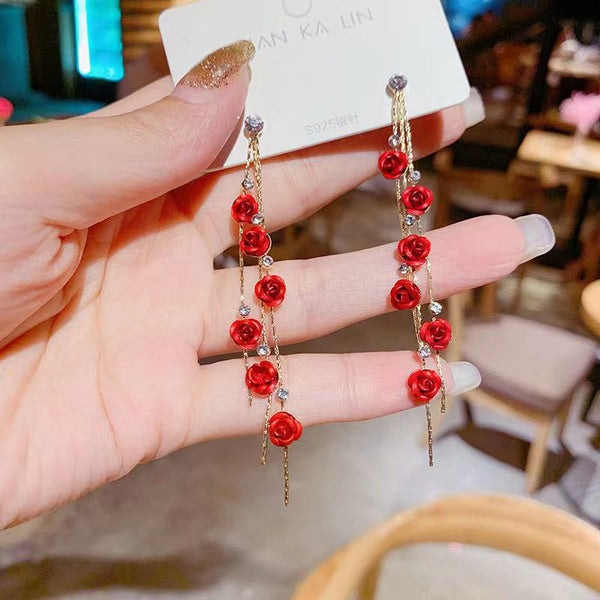 Pack Of 3 Red Rose Earrings