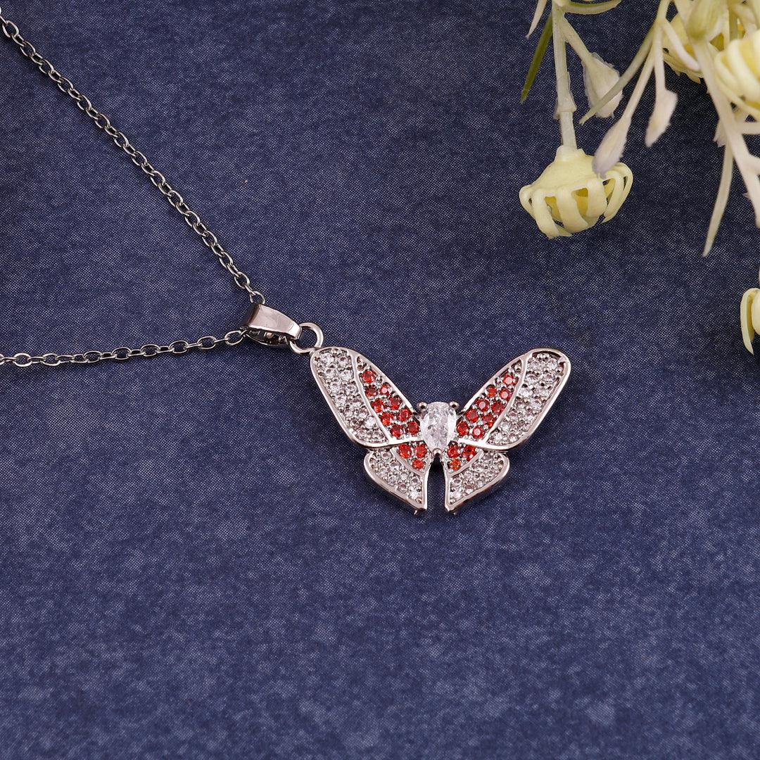 Silver Necklace with Butterfly Pendant