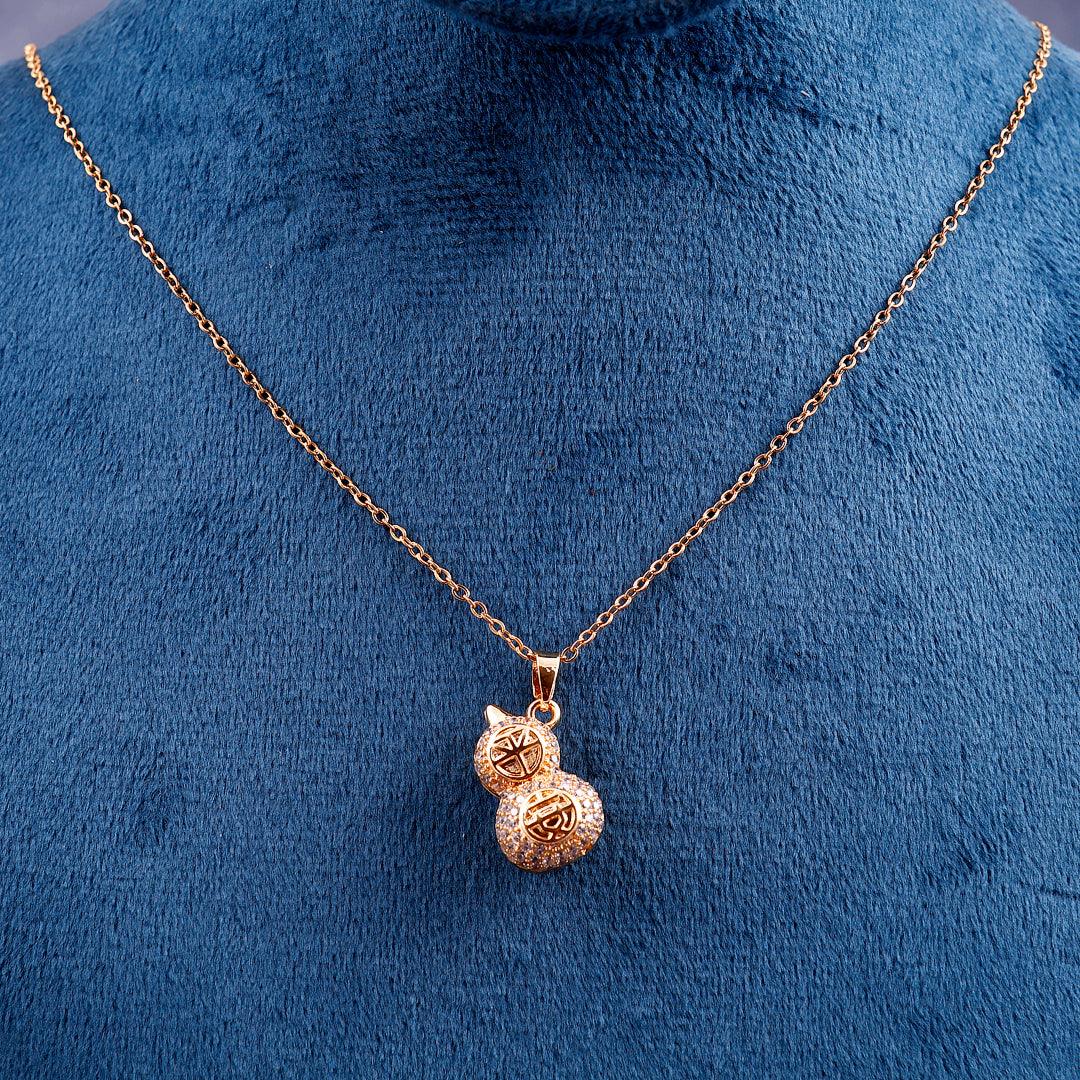 Gold Necklace with Double Gourd Pendant