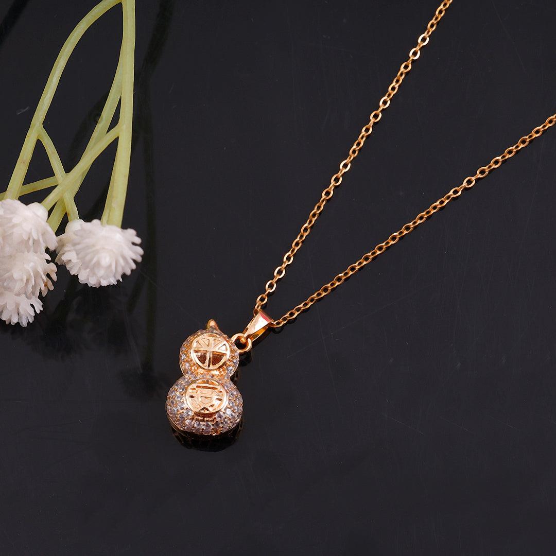 Gold Necklace with Double Gourd Pendant