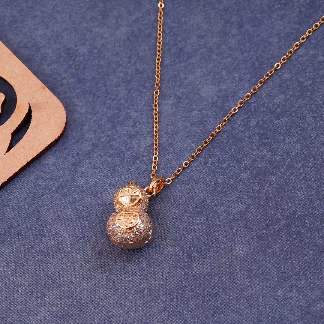 Gold Necklace with Double Gourd Pendant