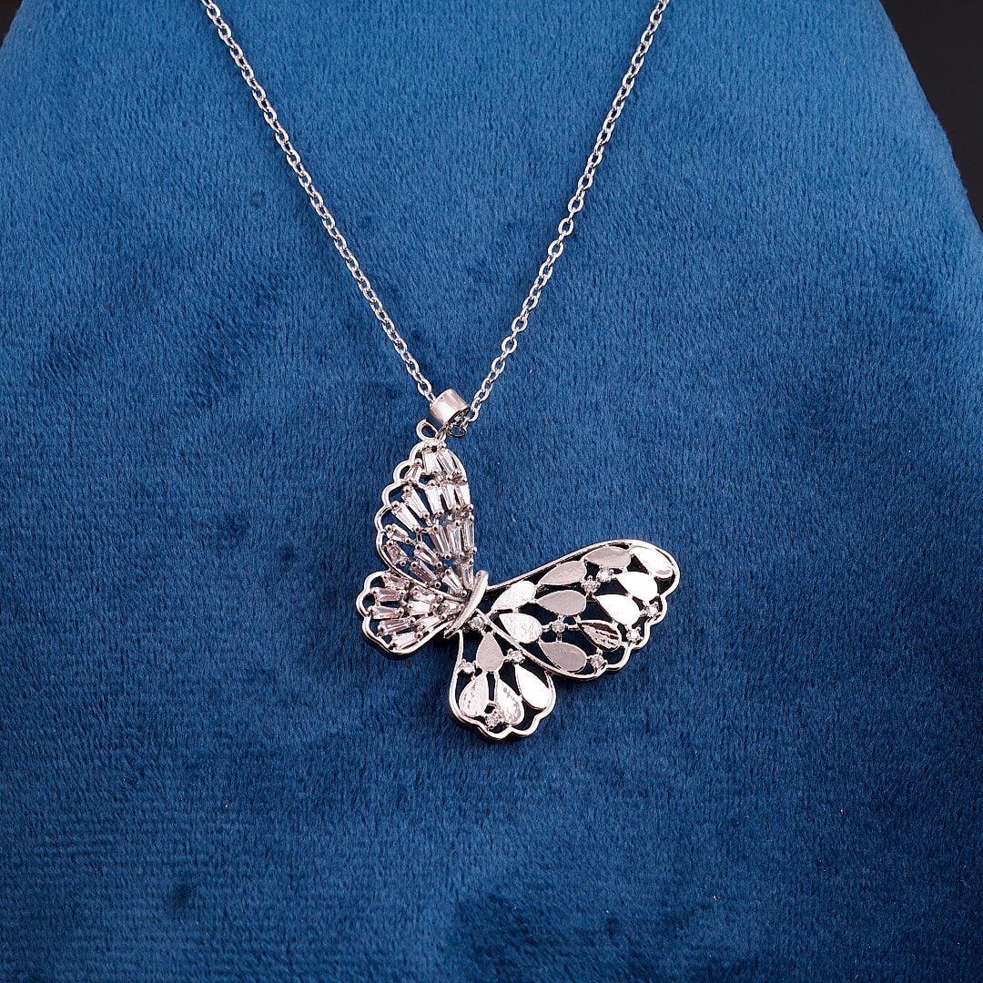 Silver Necklace with Butterfly Pendant