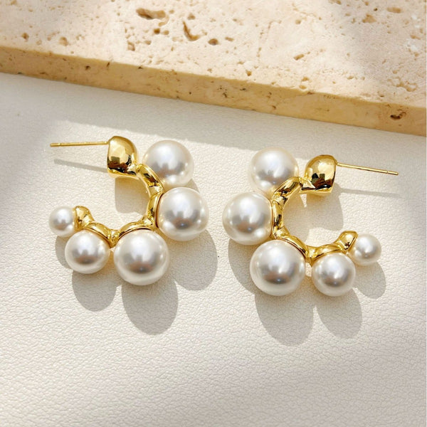 Pack Of 2 Gold Plated PearlEarring