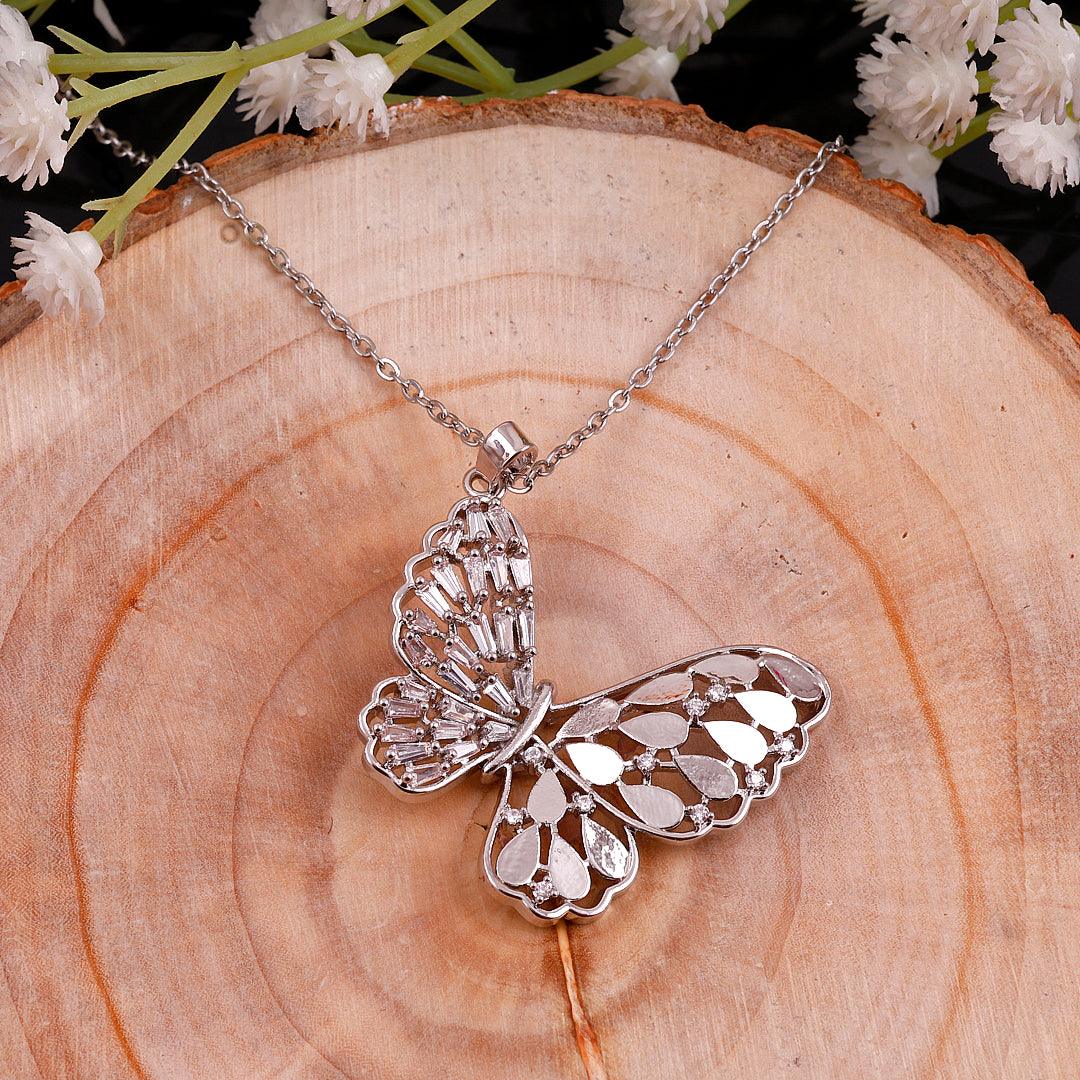 Silver Necklace with Butterfly Pendant