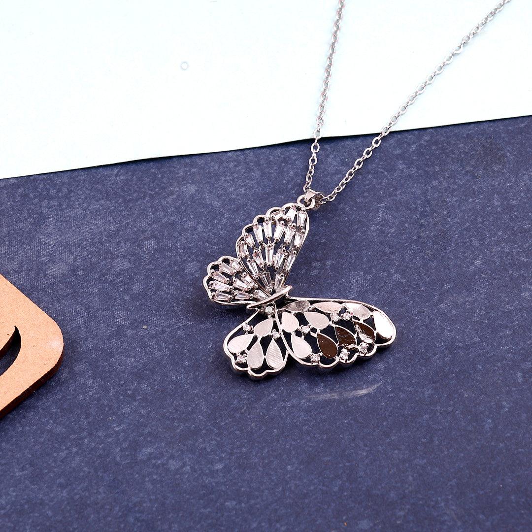 Silver Necklace with Butterfly Pendant