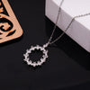 Silver Necklace with a Floral Crystal-encrusted Circle Pendant