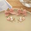 Cute Pink Bow Cat Drop Earring