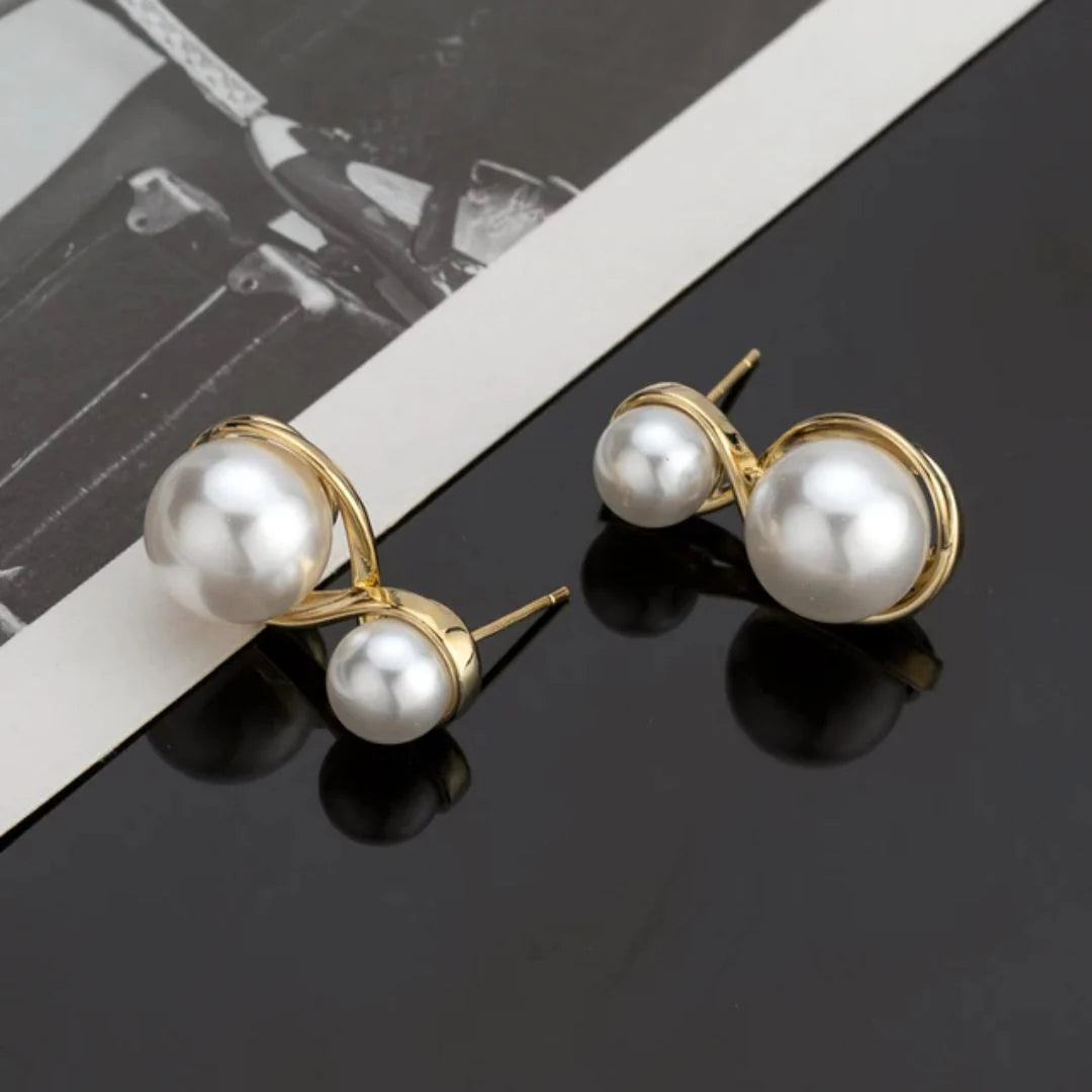 Double pearl earrings