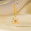 Gold Sunflower Flower Pendant Necklace