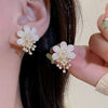 Pack Of 2 White Flower Pearl Earrings