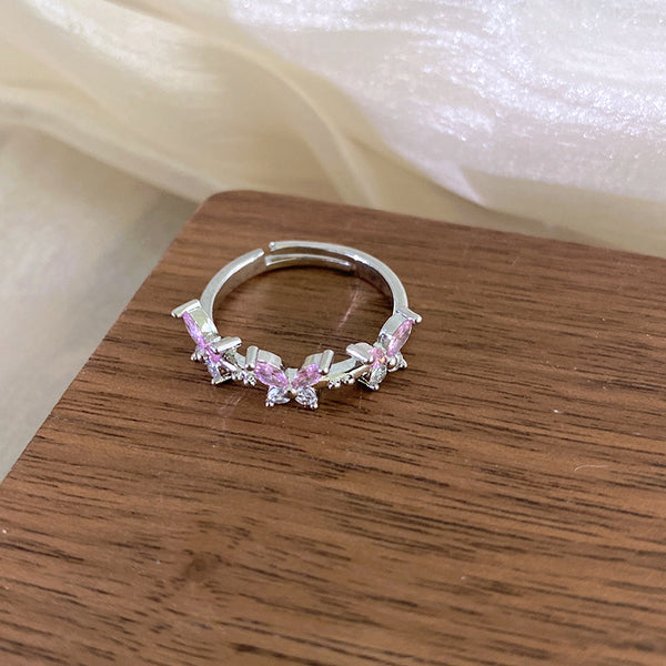 Sparkle Flutter Pink Butterfly Ring