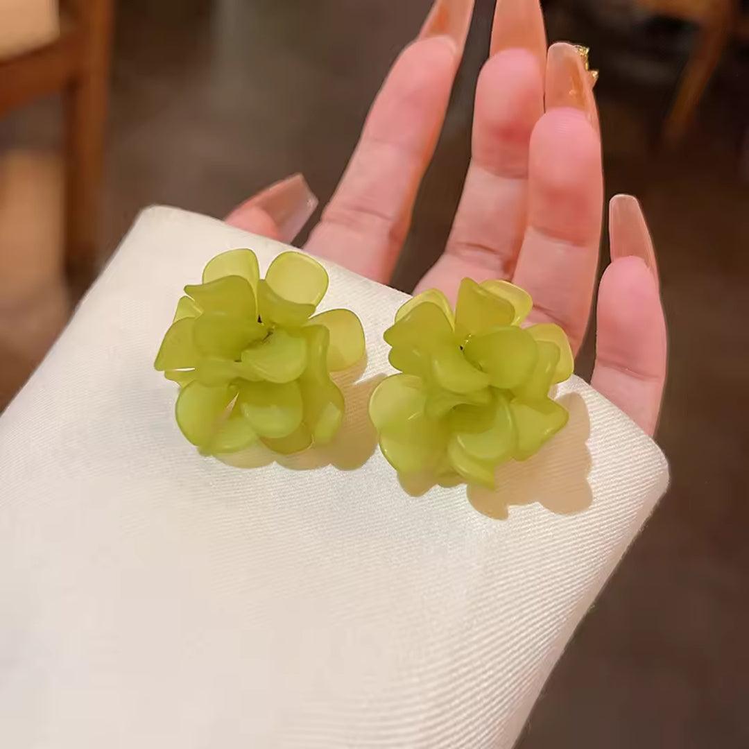 Green Floral Earrings