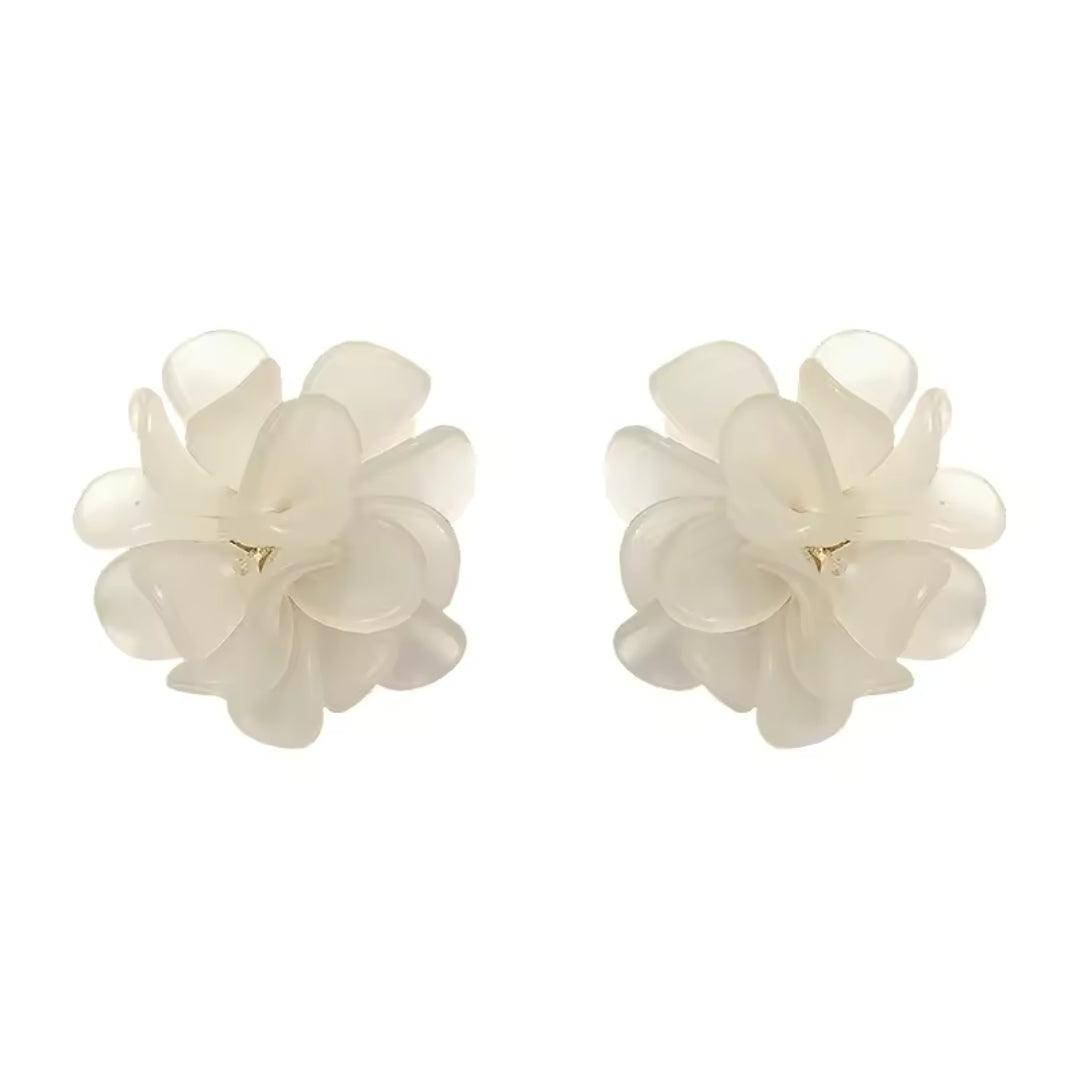 White Floral Earrings