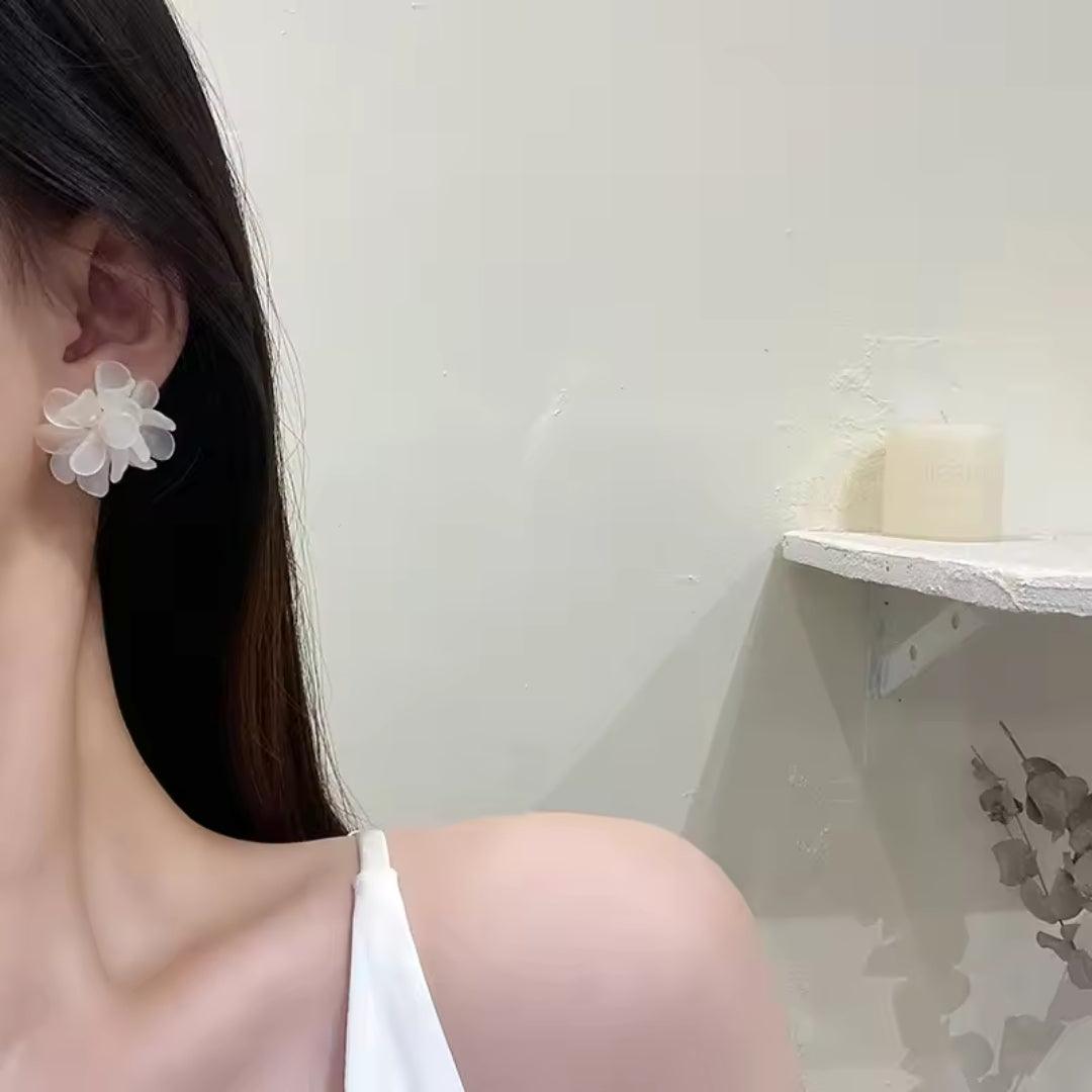 White Floral Earrings