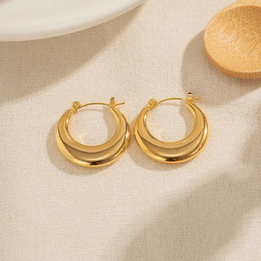 Anti Tarnish Circle Shaped Gold Hoop Earring