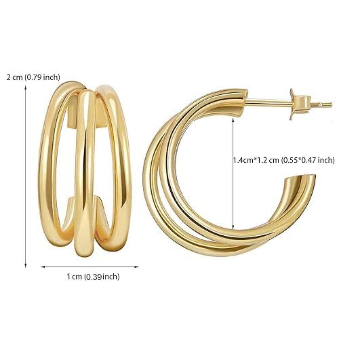 Triple Hoop Earrings in Gold-Tone