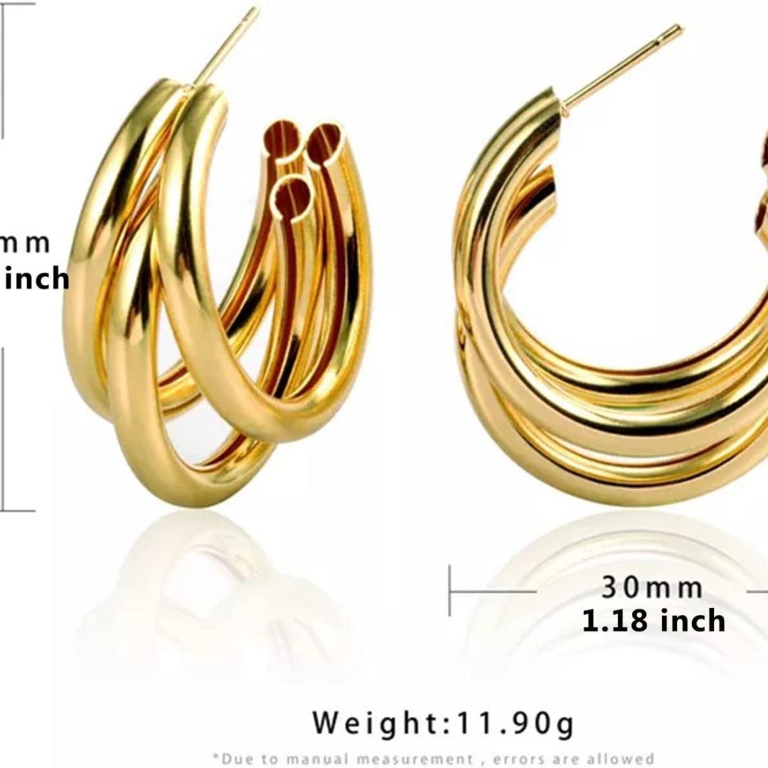 Triple Hoop Earrings in Gold-Tone