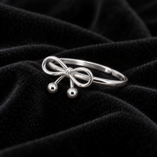 S925 Silver Elegant Bow Adjustable Ring Alternate