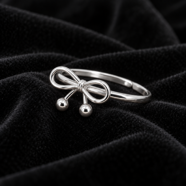 S925 Silver Elegant Bow Adjustable Ring