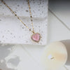 Gold Chain Pink Heart Stone Necklace