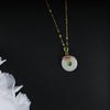 White Circular And Green Stone Necklace