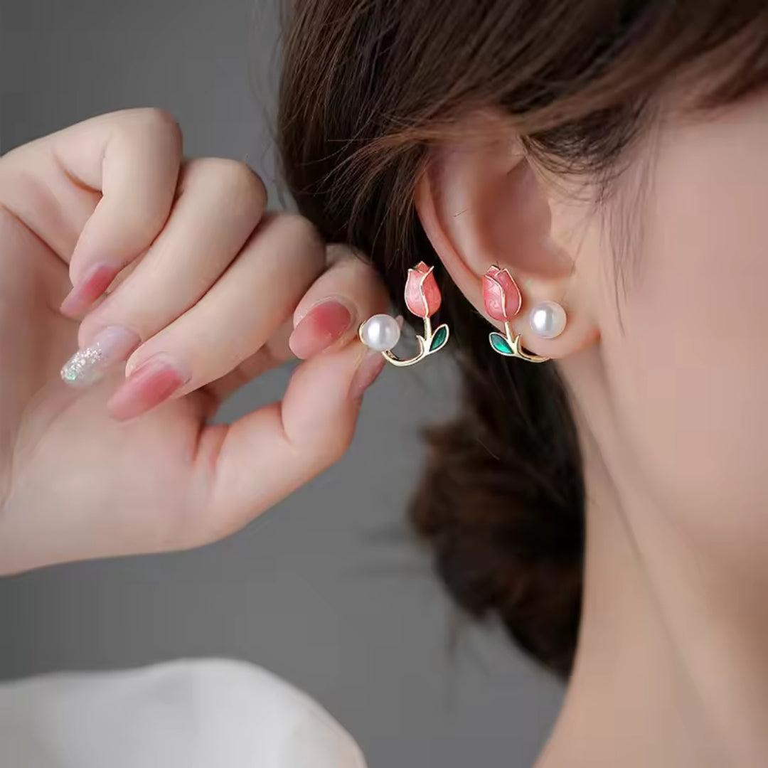 Floral and Pearl Earrings