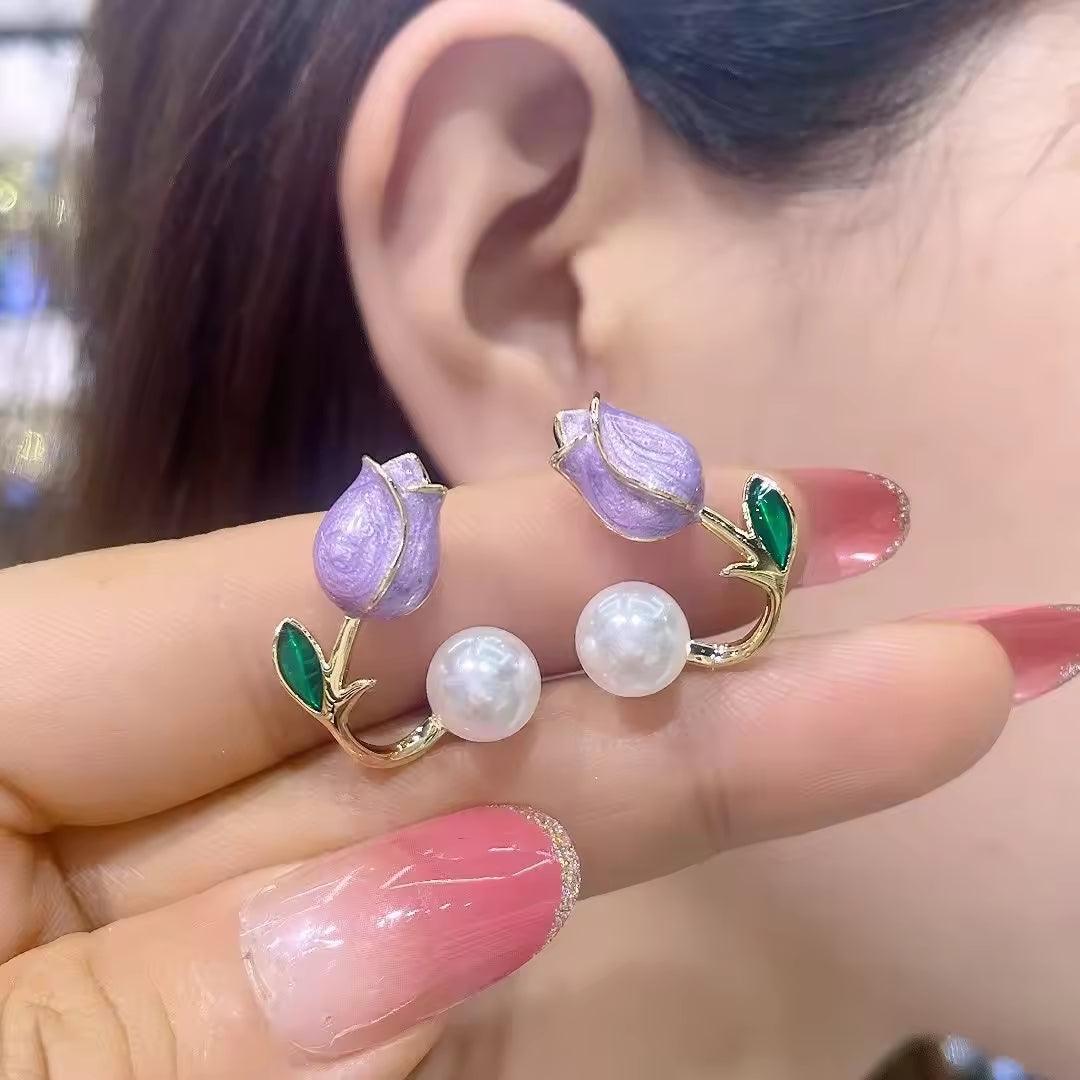 Floral and Pearl Earrings