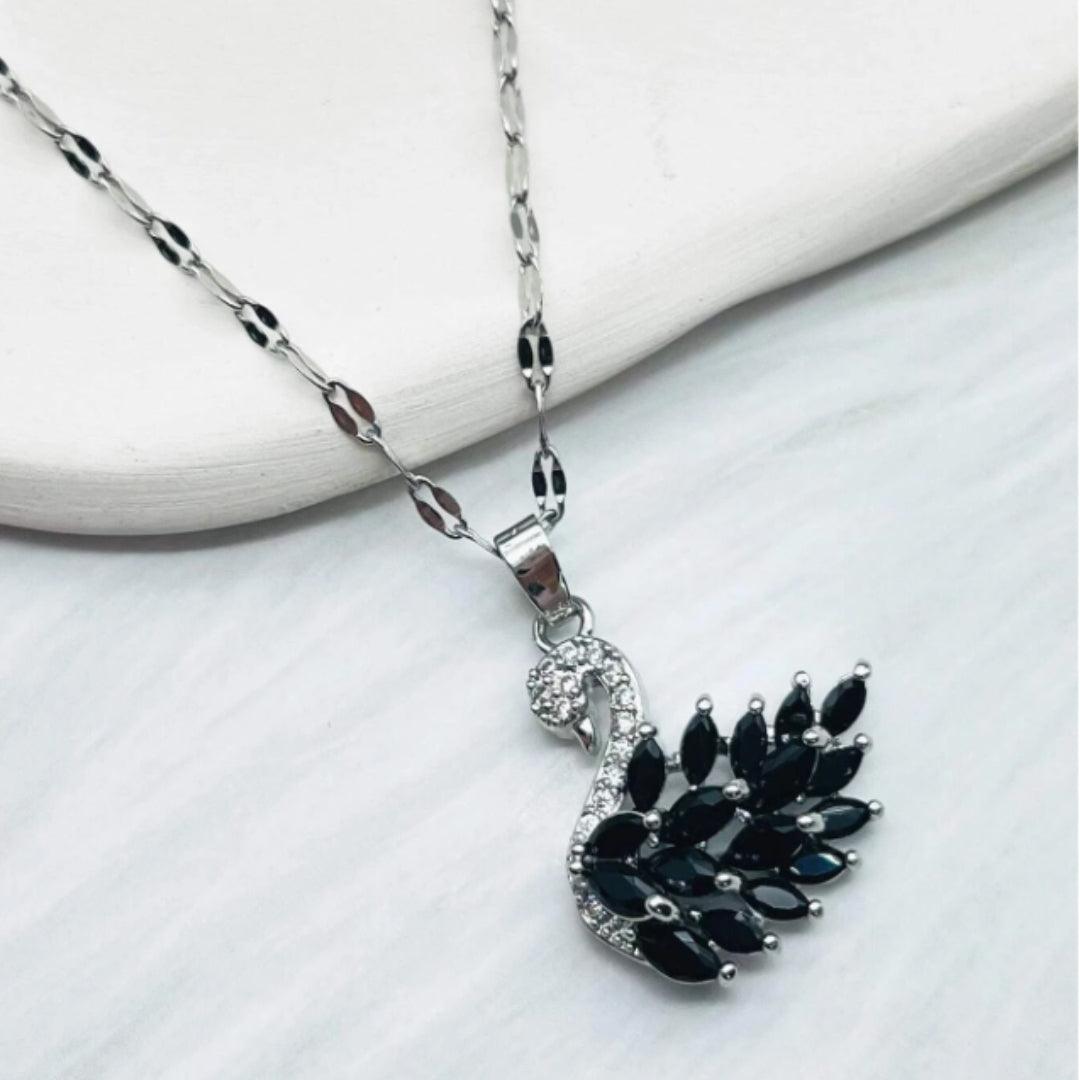 Midnight Swan Pendant Necklace