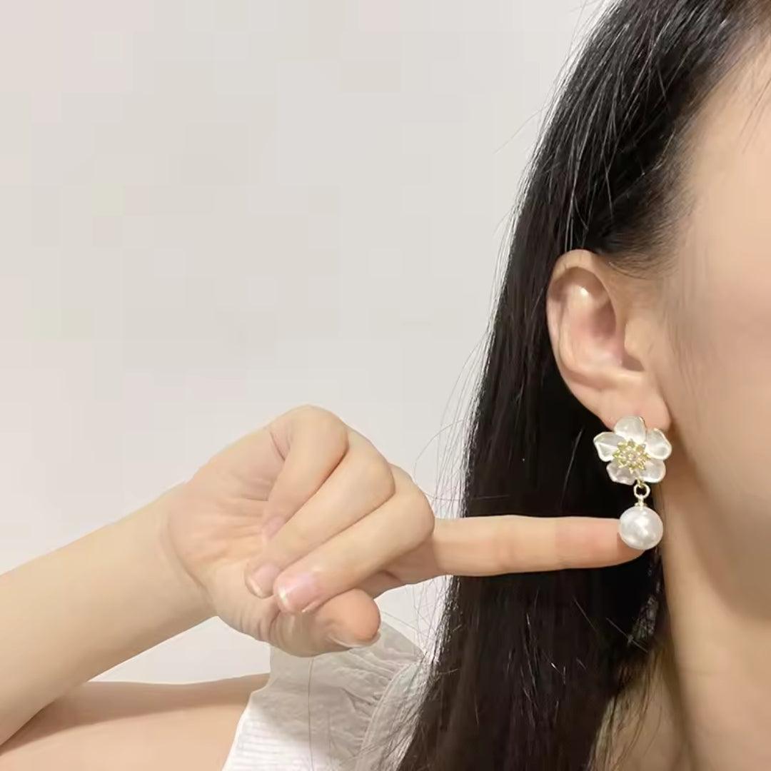 amazing white flower earrings