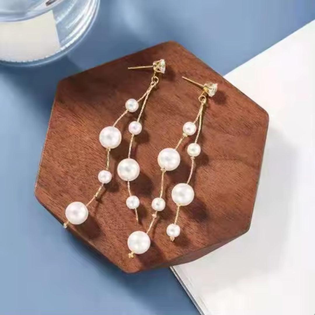 Multi-Strand Pearl Dangle Earrings