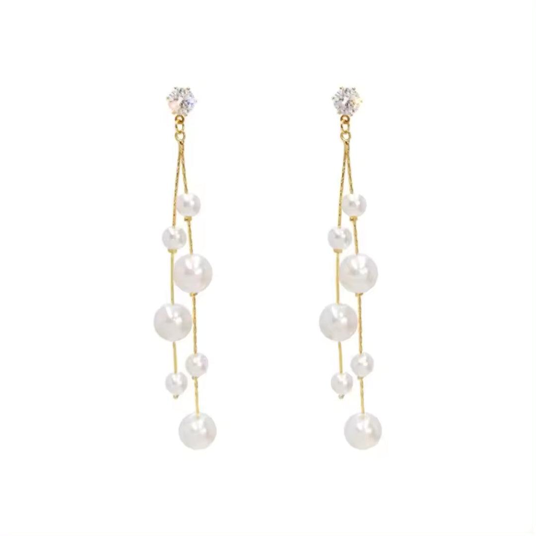 Multi-Strand Pearl Dangle Earrings