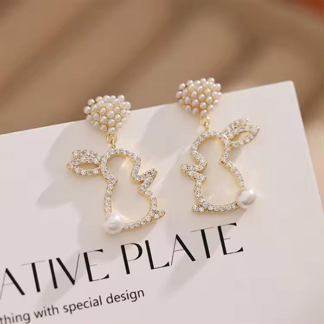 Rabbit Pearl Stud Earrings