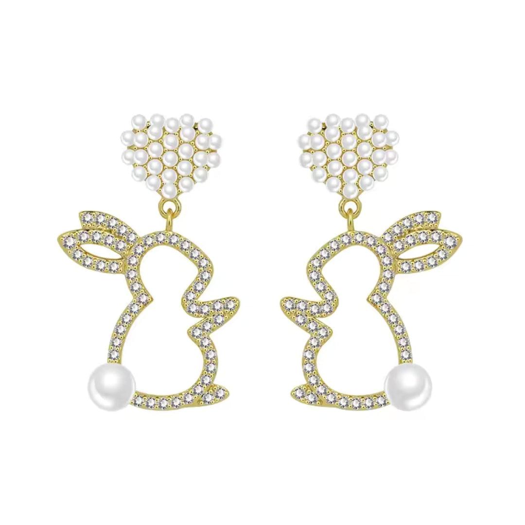 Pearl Bunny Drop Earrings