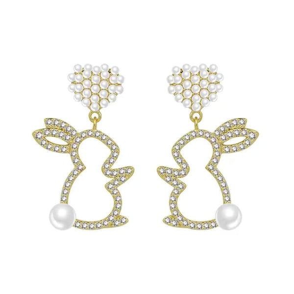 Pearl Bunny Drop Earrings – - Main Image