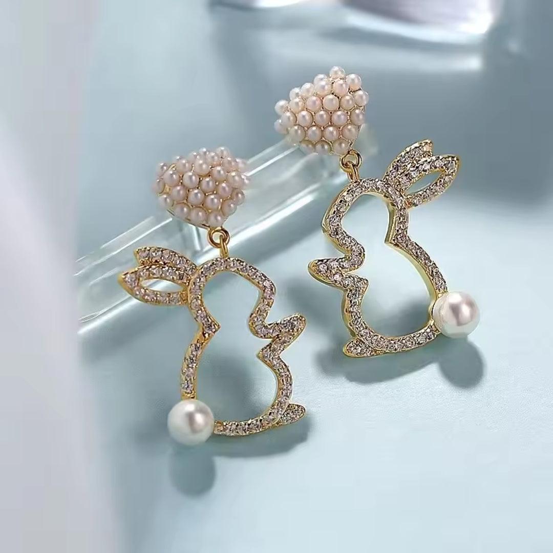 Rabbit Pearl Stud Earrings