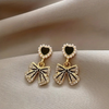Black Heart Bow Tie Earrings