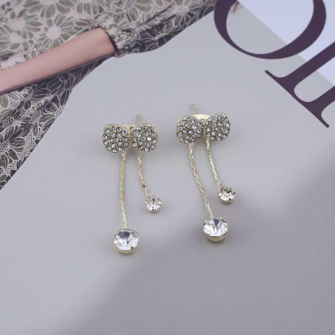 Crystal Bow Drop Earrings