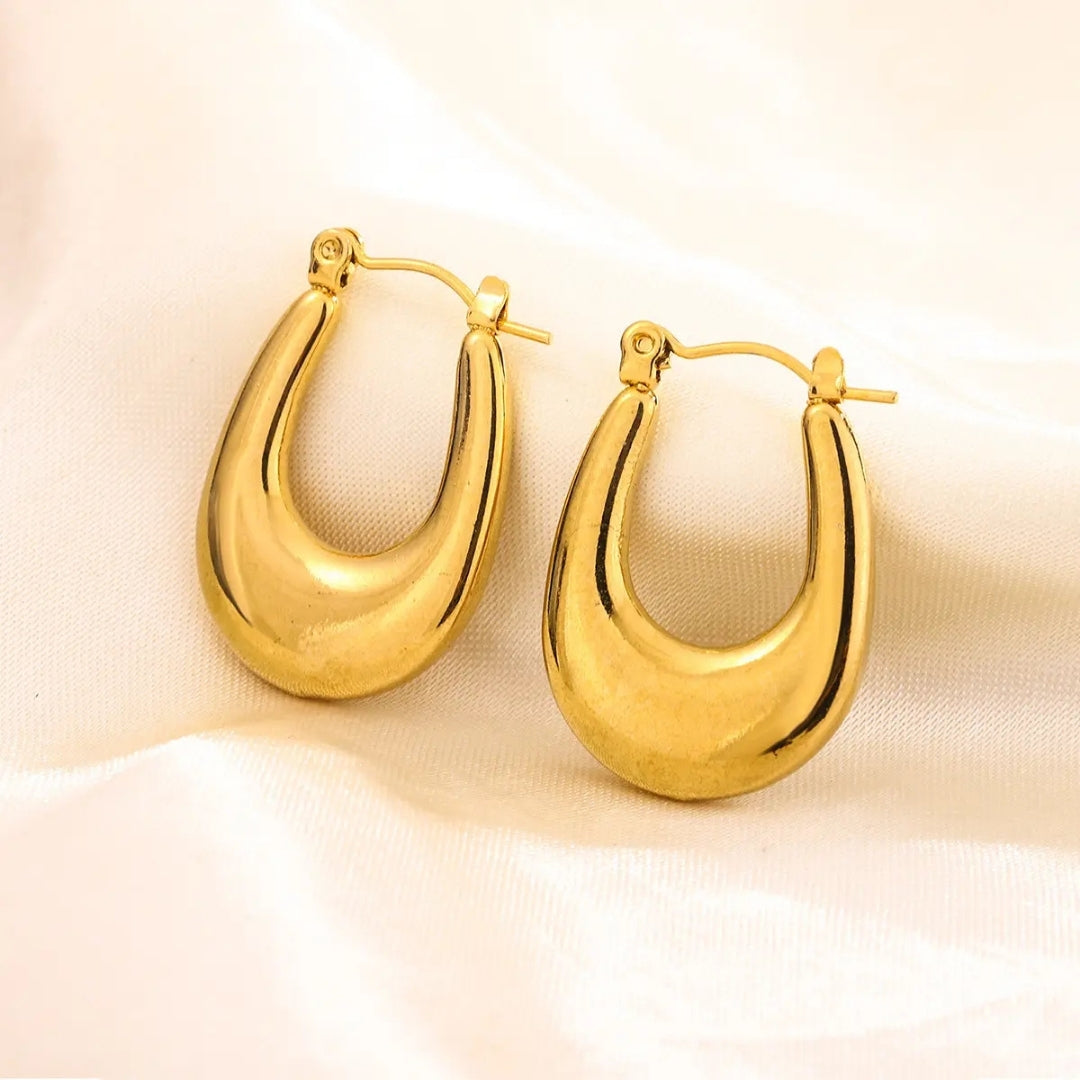 Anti Tarnish Bold U-Curve Hoops Earring