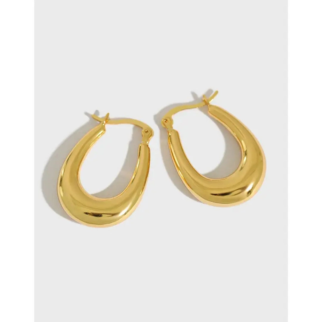 Anti Tarnish Bold U-Curve Hoops Earring