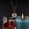 White Circular And Green Stone Necklace