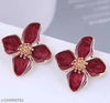 Maroon Flower Earring