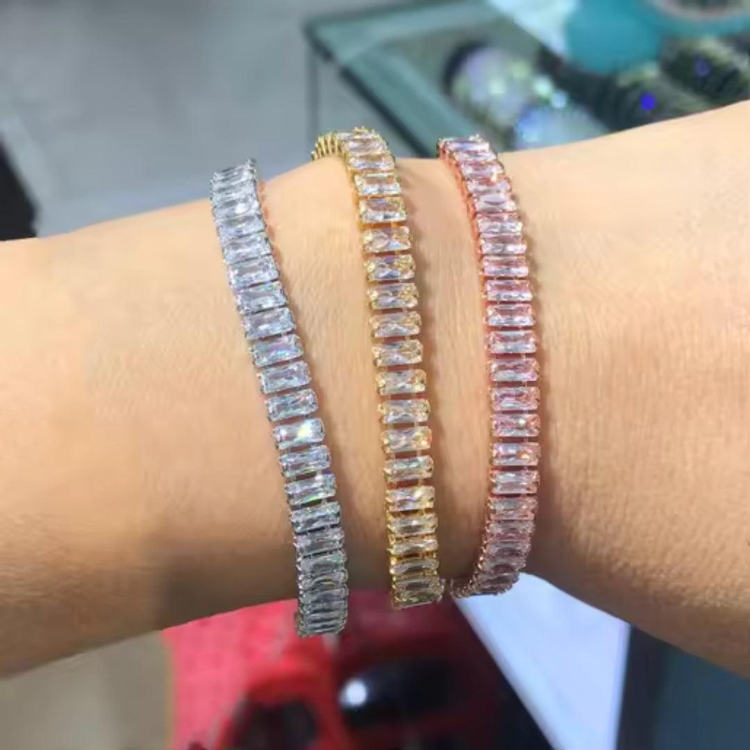 Sparkling Baguette-Cut Tennis Bracelets